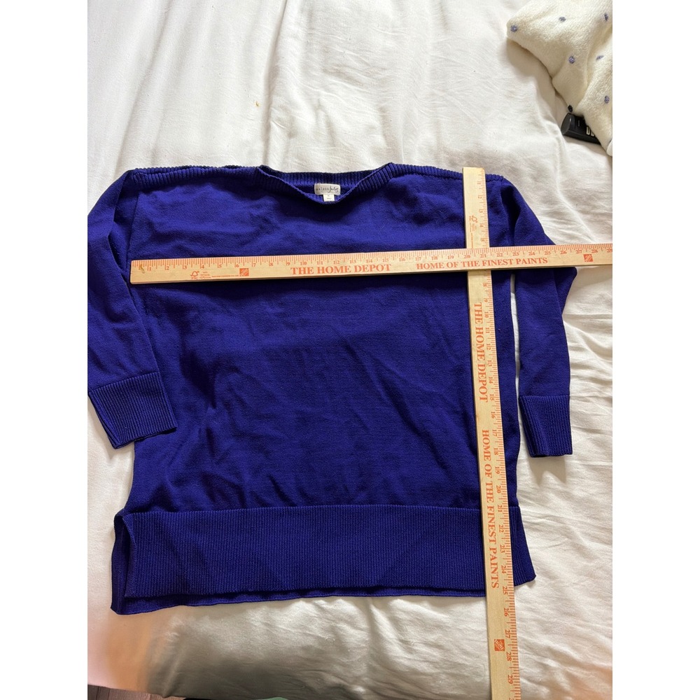 Maison Jules XL Royal Blue Cotton Blend Crew Neck High Low Pullover Sweater